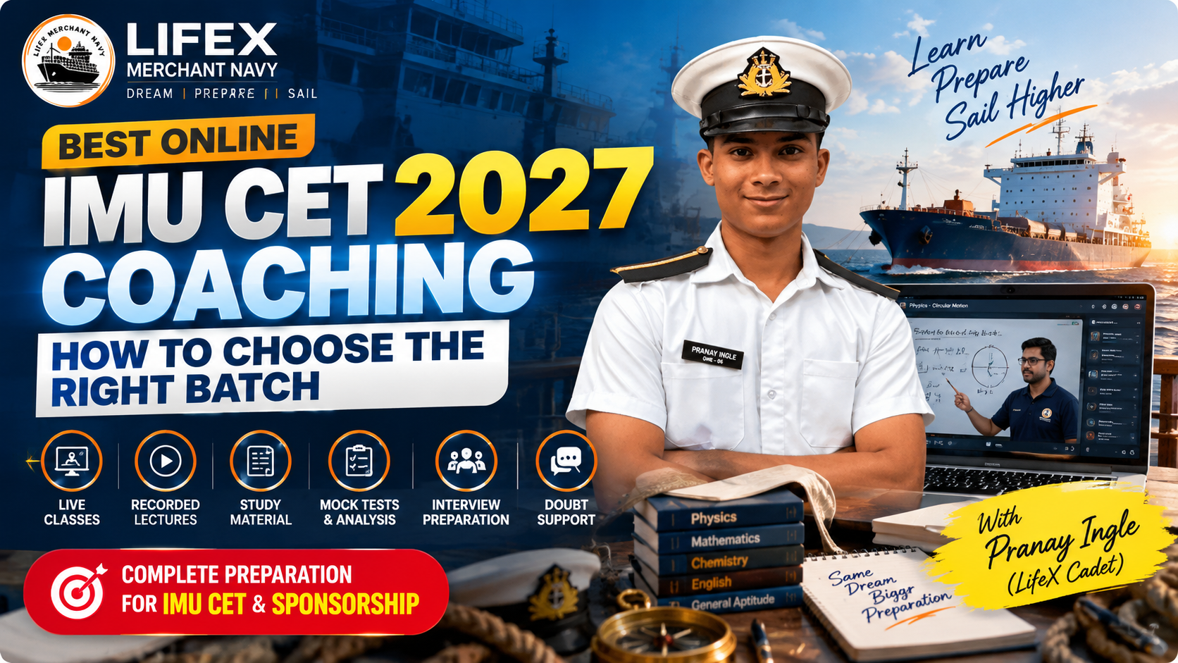 Best Online IMU CET Coaching 2027 - LifeX Merchant Navy
